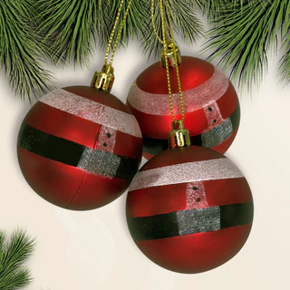 Kit Bolinhas De Natal Papai Noel de 6cm com 06 Unidades Enfeite Decorativo de Arvore