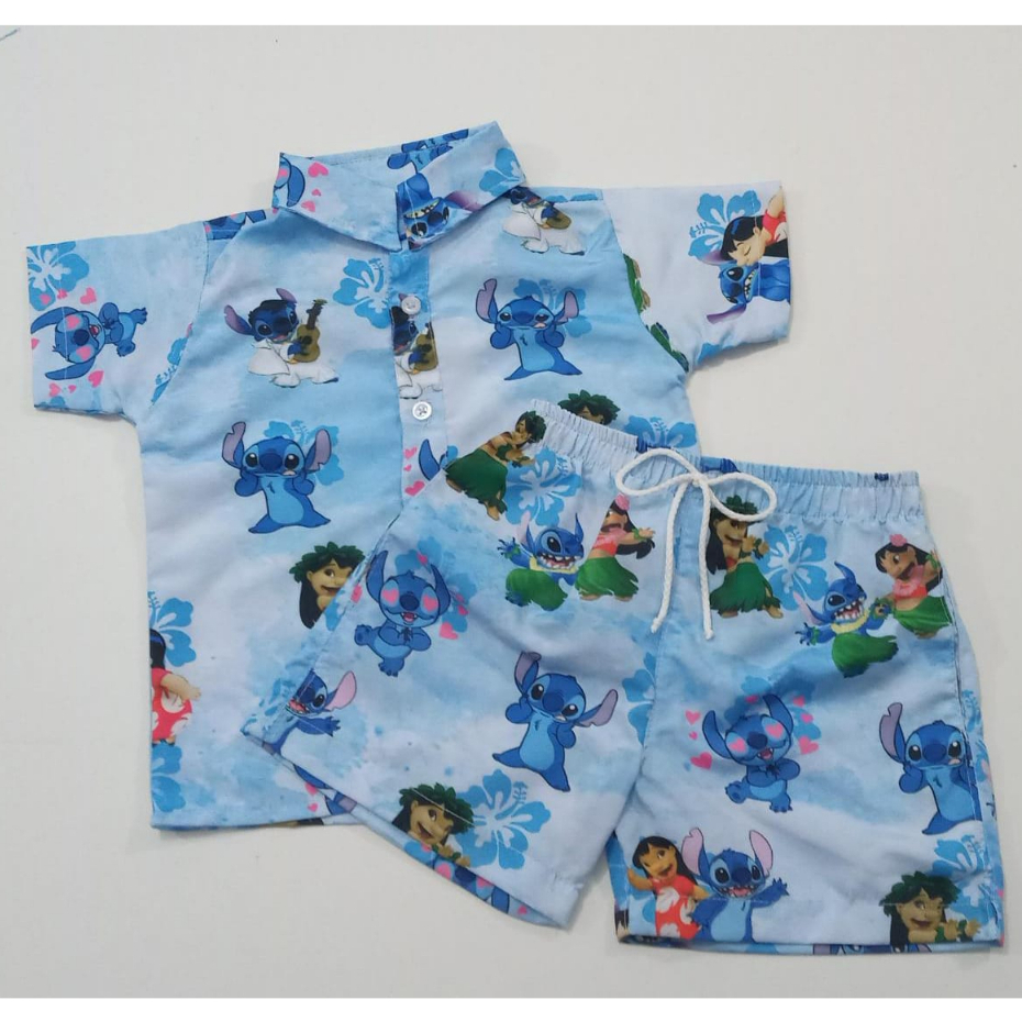 Roupa Lilo & Stitch Conjunto Mauricinho Infantil Menino Bebê kit ...