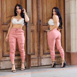 Calça Feminina Jogger Bengaline Cargo com Bolsos Laterais