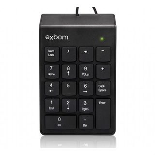 Kit 10 unidades Teclado numérico com fio USB 18 teclas EXBOM BK-N30