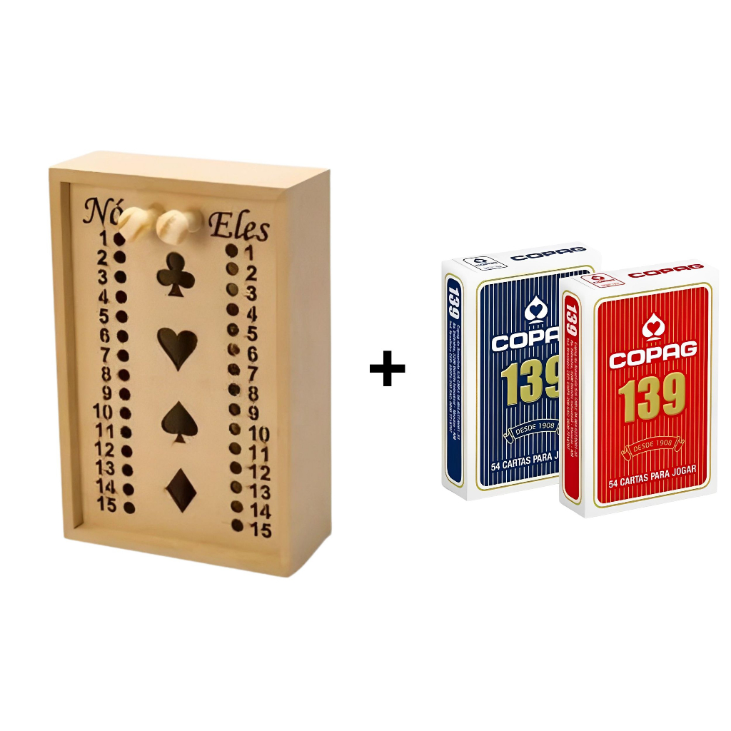 Estojo Caixa Baralho Copag Com Marcador De Pontos Truco Jogo Mdf