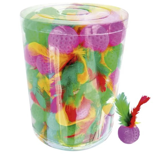 kit de Bolinhas bolas com penas brinquedo para gatos pet