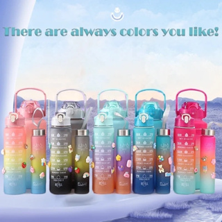 Conjunto Frasco 3 em 1 Frasco 2L 900ml 300ml Squeeze Treinamento Acadêmico Fita Adesivos Tie Dye