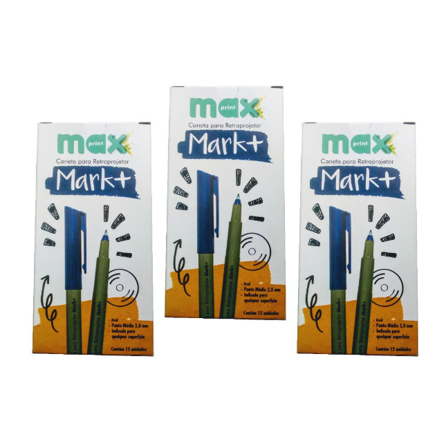 Marcador para Retroprojetor, CD e DVD 2.0 Azul Mark+ kit com 3 caixas ...