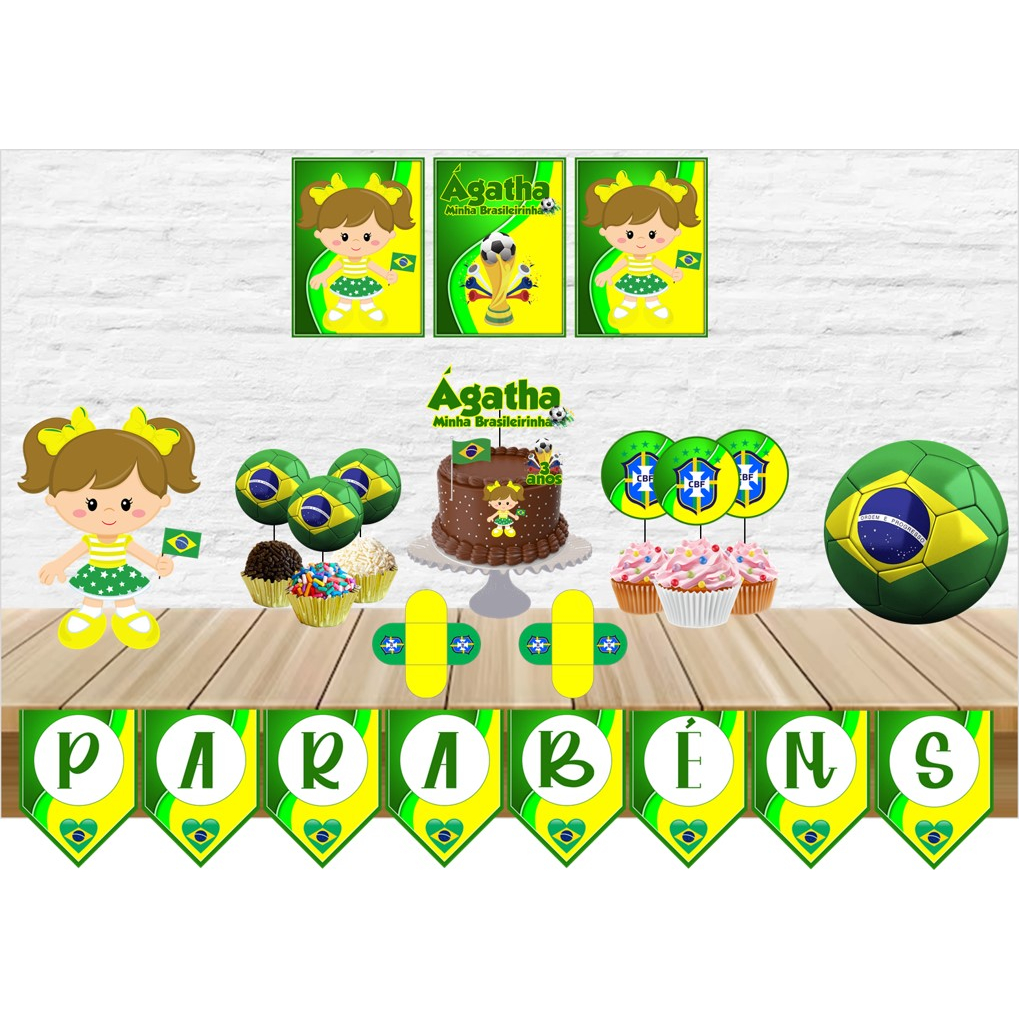 Kit só um bolinhos Tema Brasileirinha (o) - aniversário - mesversario -  festas - decoração - papelaria