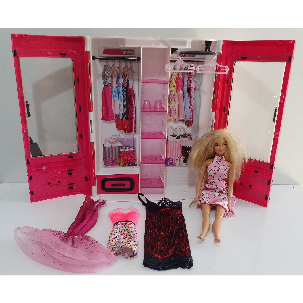 Barbie Closet Luxo Fashionista E Acessórios Guarda Roupa em