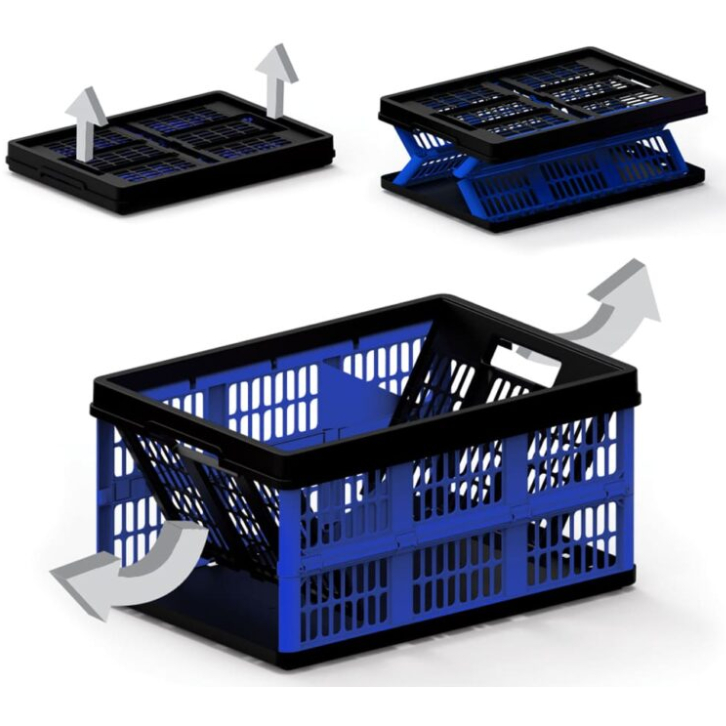 Caixa Organizadora Plástica Cesto Grande Empilhável sem tampa desmontável-abre e fecha fácil - dobrável- 45 litros - 30 KG