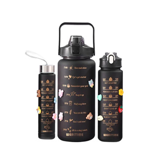 Kit3 Garrafa Copo de água esportivos/Garrafa d´Água / 300ml / 900ml e 2l / Galão Com Adesivos Lembretes para Beber Água
