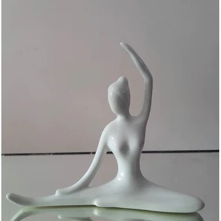 Estátua Enfeite Decorativo Luxo Meditação Namaste Posições De Yoga Em Cerâmica