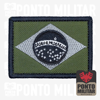 Bandeira do Brasil Patch Bordado C/Velcro 7x5cm - Ponto militar