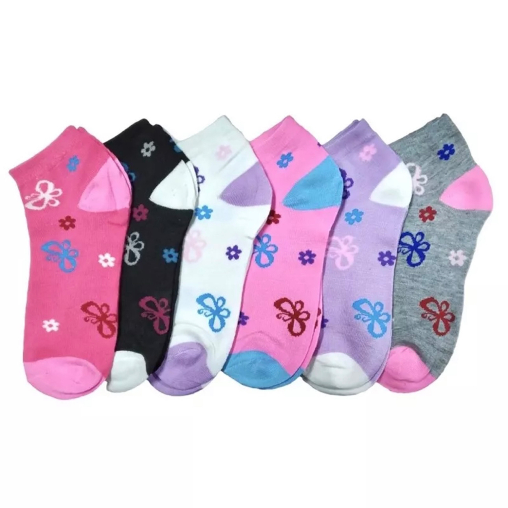 Kit 12 Pares Meias Feminina Soquete Cores Fofas 35 ao 40