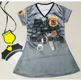 POLICIAL VESTIDO FANTASIA INFANTIL TEMÁTICA C/ACESSÓRIO