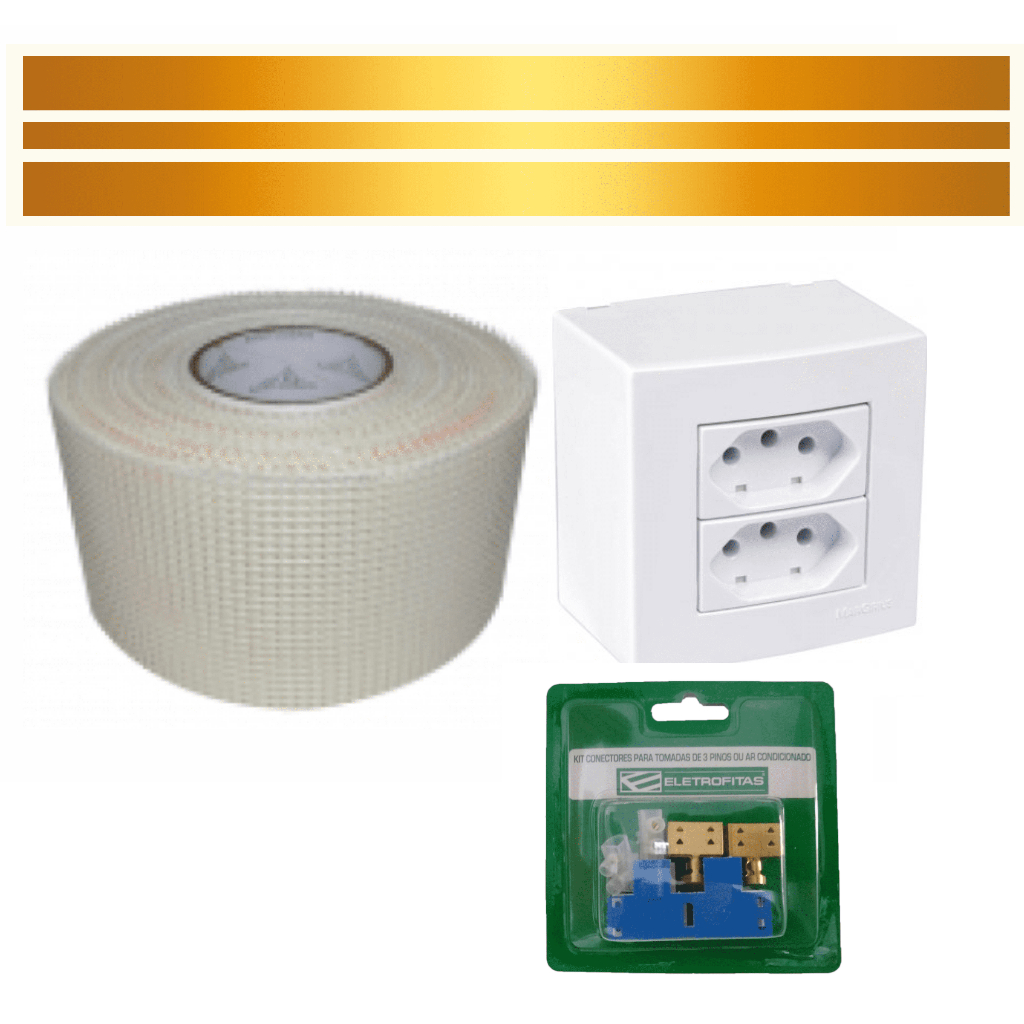 Kit Eletrofita 3 pistas 20A - 3 metros + 1 tomada dupla de sobrepor ...