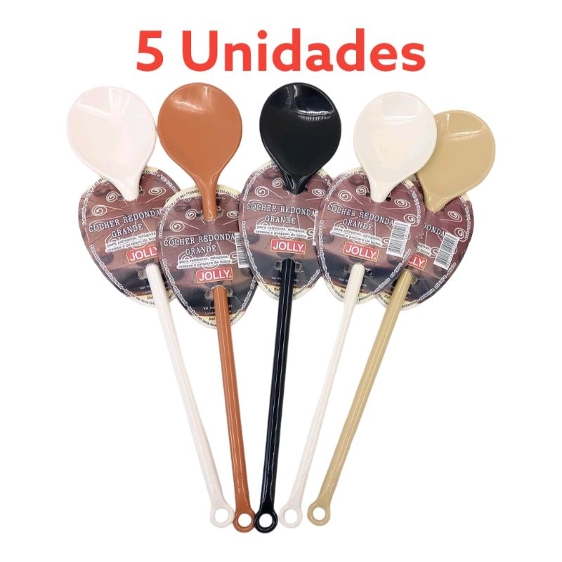 Kit de 5 Colheres Redonda Grande para Confeitaria JOLLY