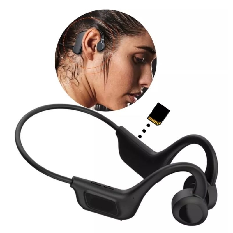 fone de ouvido bluetooth 5.2 condução óssea por indução com entrada ...