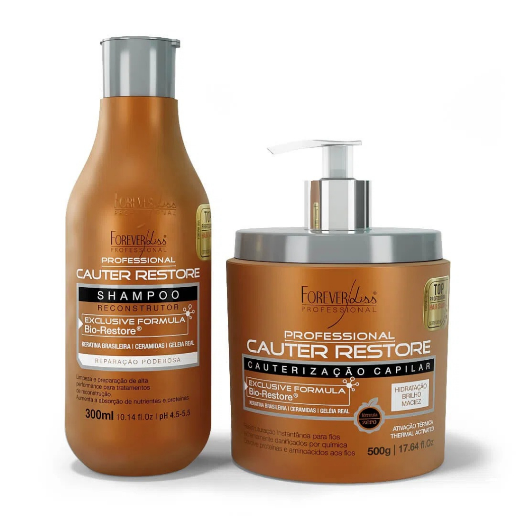 Kit Shampoo E Máscara Capilar Cauterização Cauter Restore Forever Liss