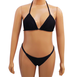 Conjunto de Biquíni Top Cortininha e Calcinha Fio Dental Estilo Marquinha