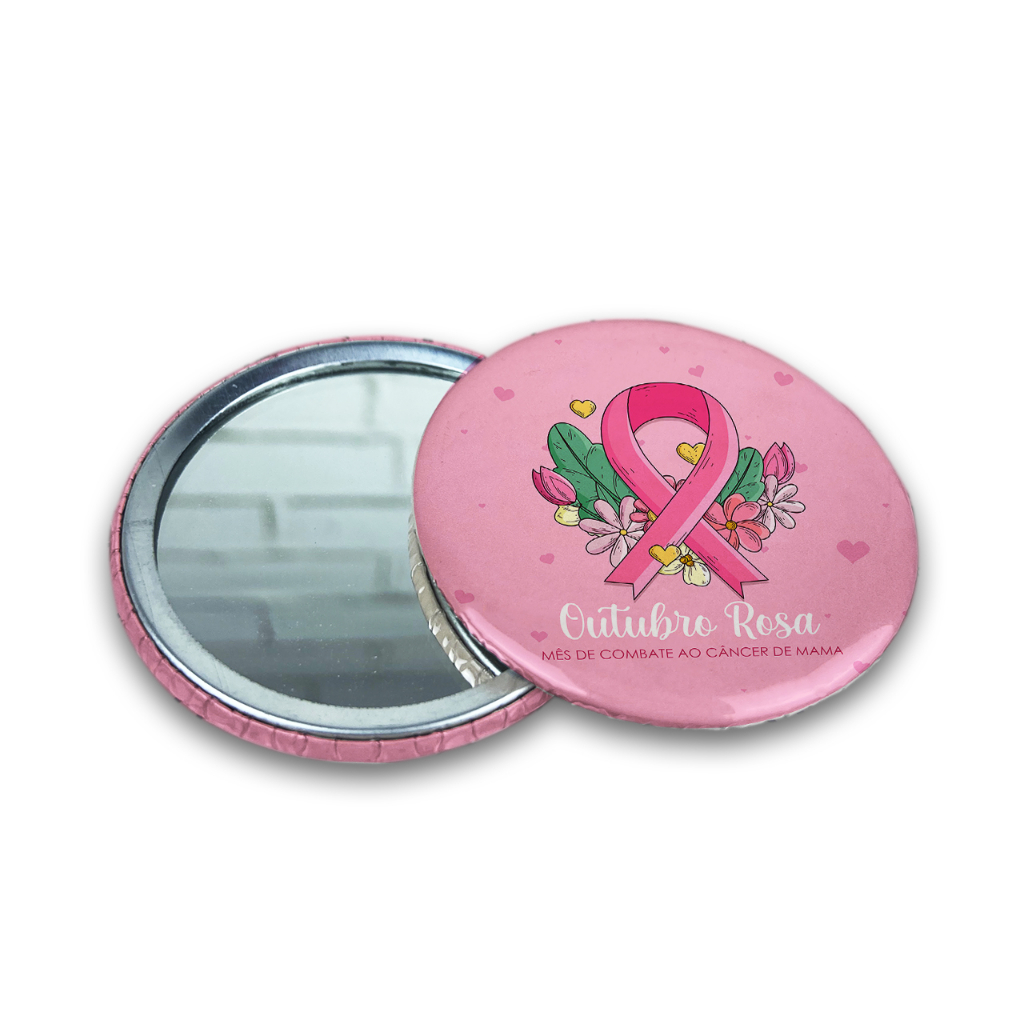 40 Brindes para Outubro Rosa Clientes Mulher Mini Espelho Personalizado ...
