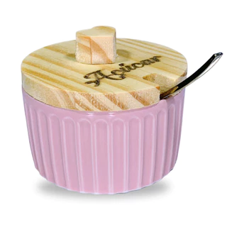 Acucareiro Porcelana Porta Acucar Temperos Sal Cantinho do Café com Coração