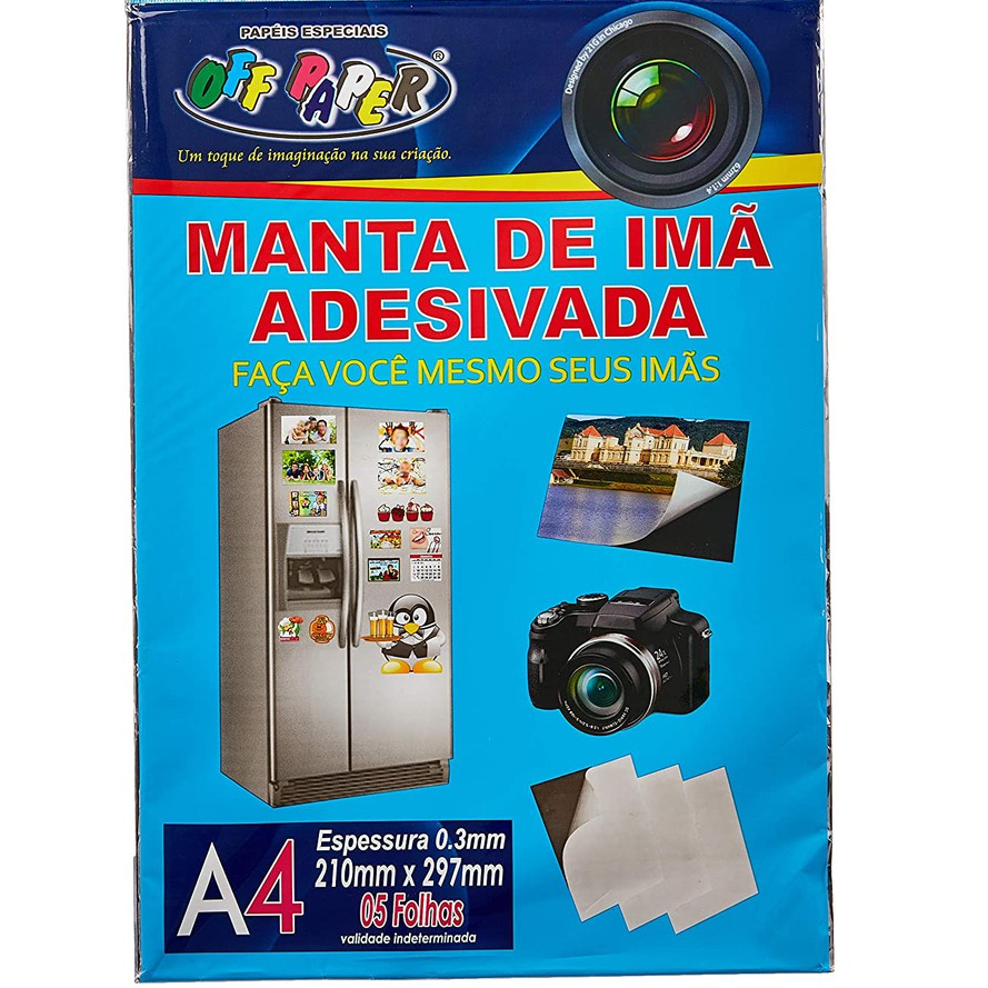 Manta De Imã A4 Adesivada 0.3mm 05 Folhas Off Paper | Shopee Brasil