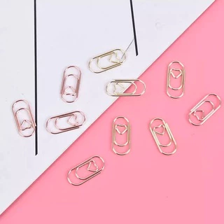 Clips de coração Mini Clips de papel *Opções de 70, 80, 90 ou 100 unidades* nas cores Rose ou Dourado com 2 cm.