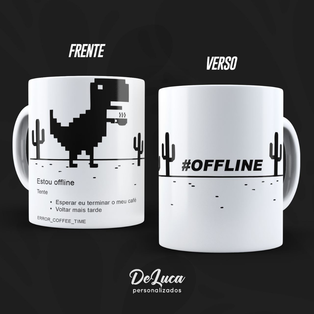 Caneca Personalizada Café - Dinossauro Offline Dino Run Google T-rex