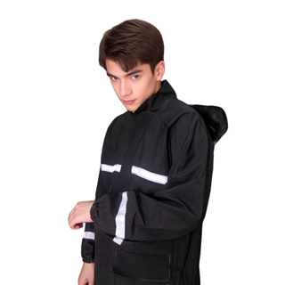 Kit Capa de Chuva Para Motoqueiro Adulta Masculina Feminina Reforço Com Faixa De Sinalizao