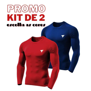 Promoção Kit com 2 Camisa Termica Manga Longa UV50+ Malha fria Academia Corrida Símbolo Refletivo E Também 1 Peça