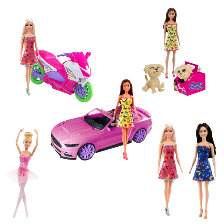 Kit Carro Rosa Conversível Serve Barbie + Barbie Original Mattel