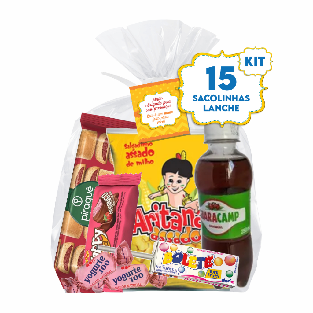 Kit 15 Sacolinha Lanche Feliz Festa Infantil Lanchinho + Sobremesa ...