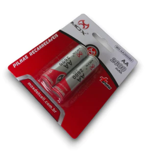 Pilha MOX AA Recarregável 1,2V 2600Mah ( 2 Pilhas )