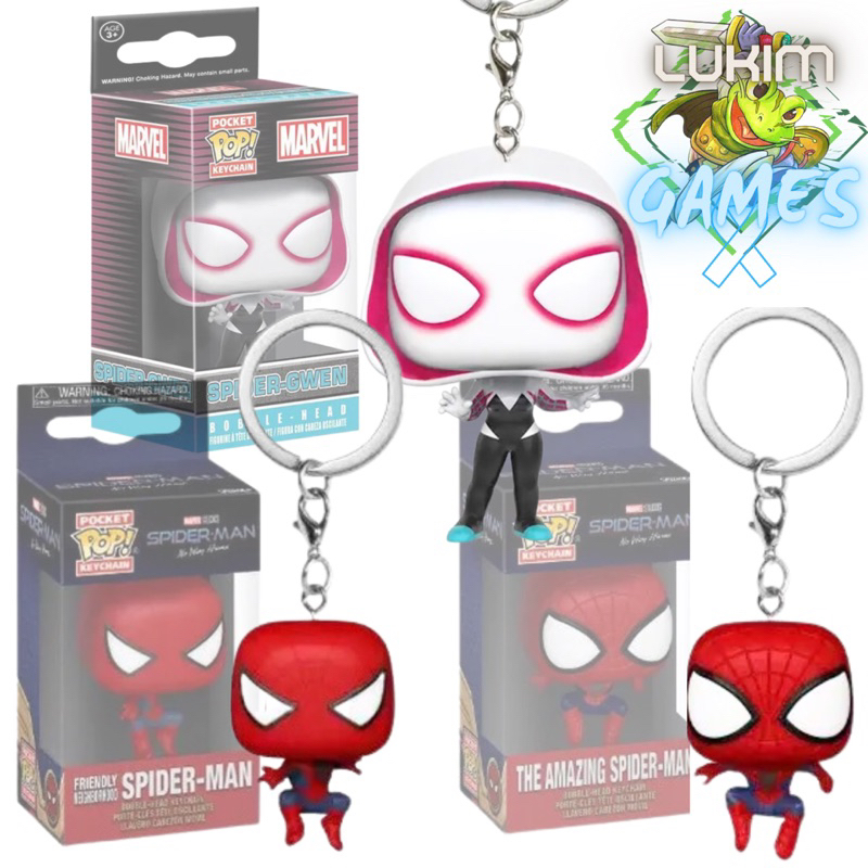 Chaveiros Spiderman e Spidergwen Pocket Keychain Funko