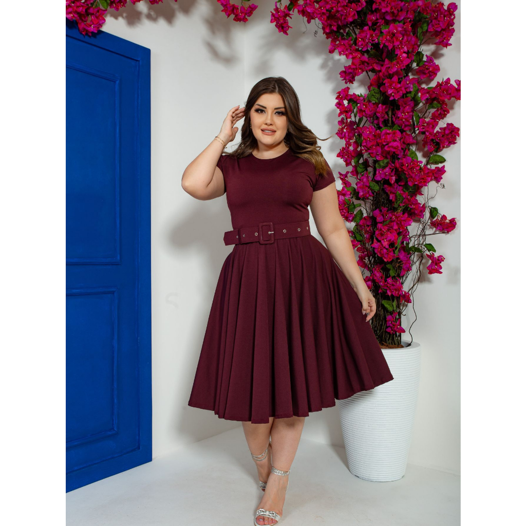 Vestido hot sale midi bordo