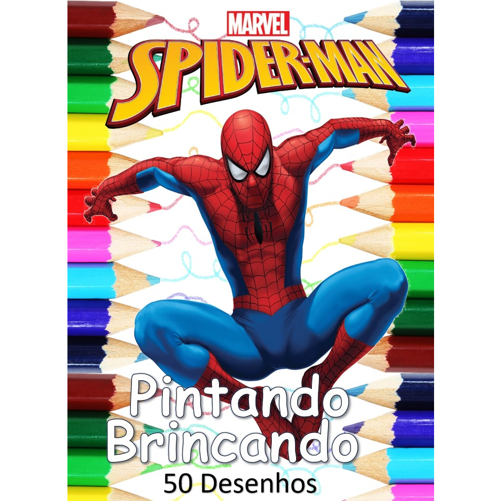 Livro Infantil 100 Atividades Homem Aranha Colorir Desenhar Jogos Diversos  Marvel Pintar