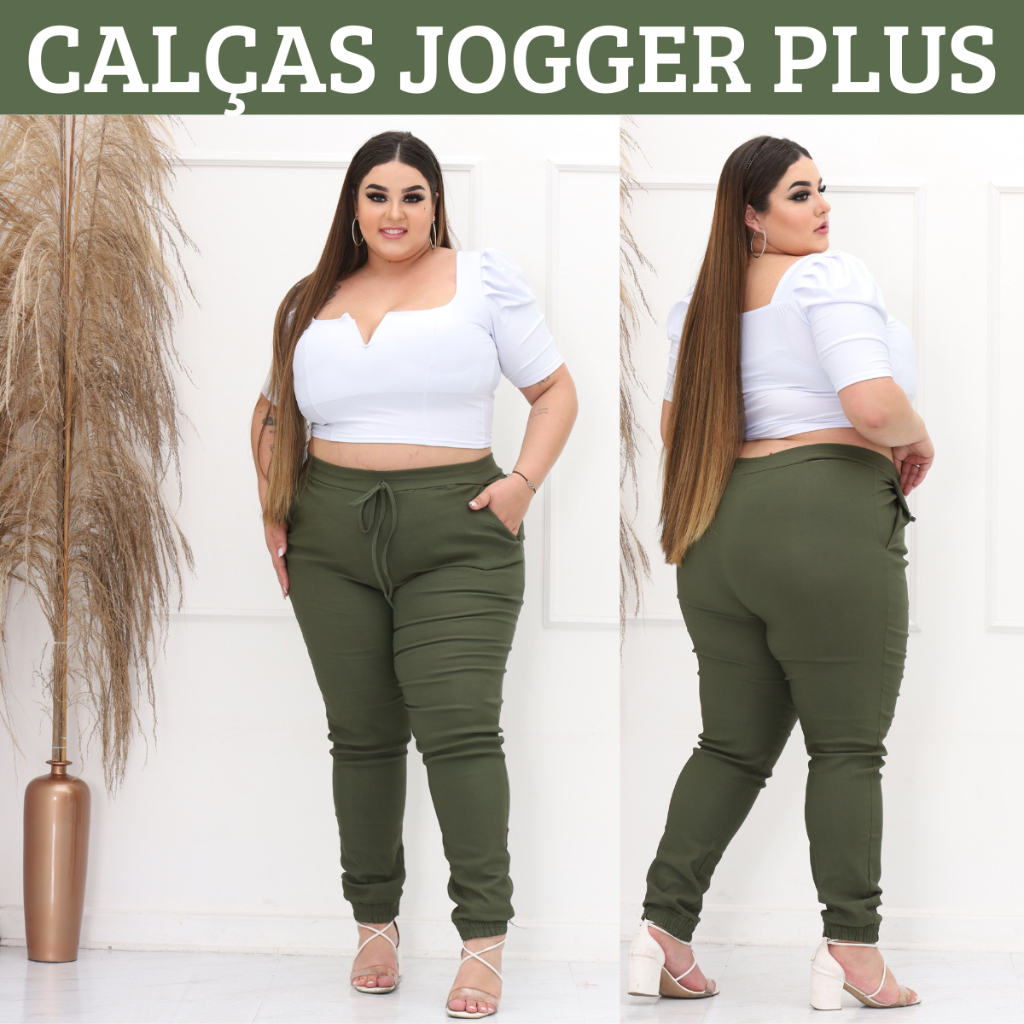 Calça Plus Size Verde Reta com Bolsos  Calça plus size, Estilo feminino  plus size, Roupas plus size elegantes