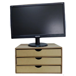 3 Gavetas Organizador Madeira Suporte Mesa Computador