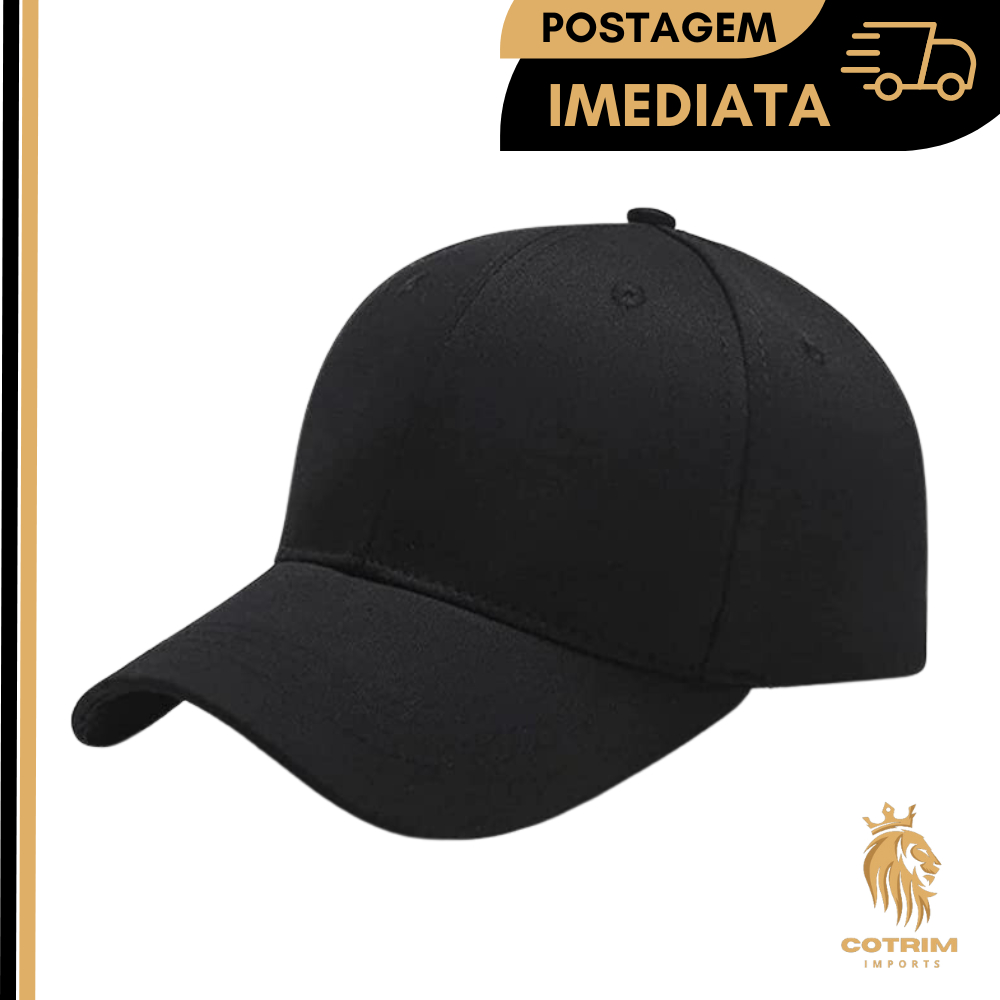 Boné Liso de Algodão Tecido Aba Curva Preto