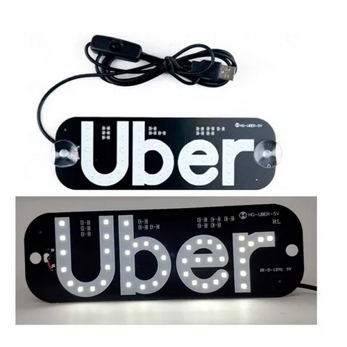 Placa Led Letreiro Luminoso Uber Para Carro Motorista de Aplicativo