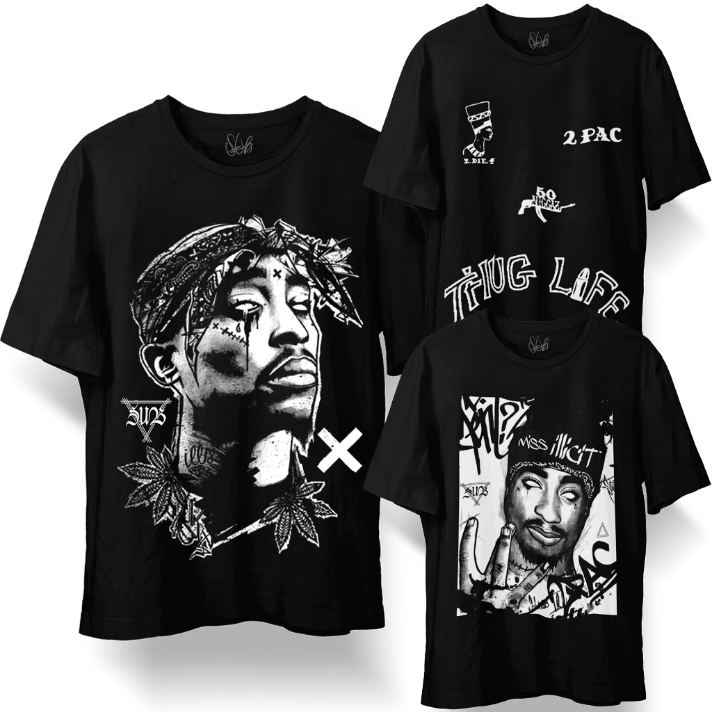 Camiseta Tupac Shakur thug life hip hop 2pac gangsta rap | Shopee