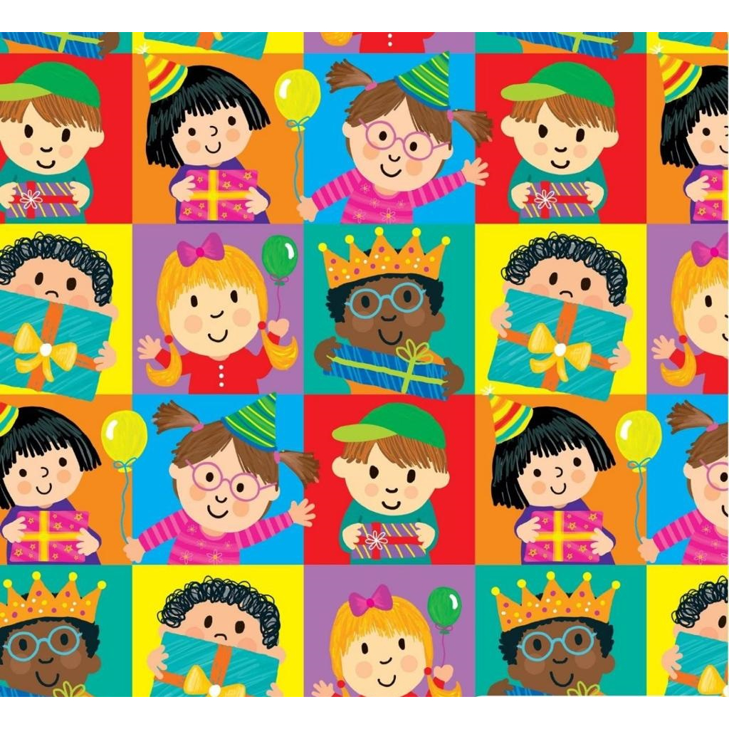 Papel de Presente Infantil Dia das Crianças Bobina Couchê 60cmx100m ...
