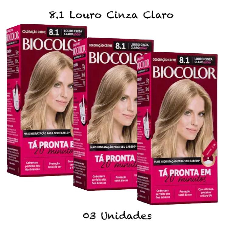 3 Biocolor Tintura de Cabelo Mini Kit 8.1 Louro Cinza Claro | Shopee Brasil