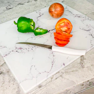 Tábua de Corte de Vidro Temperado Para Carne Legumes e Frutas Queijo Preta Branca