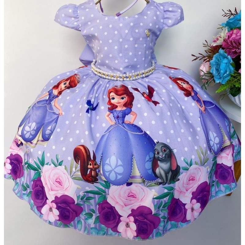 Vestido Princesa Sofia Disney Menina Infantil Luxo