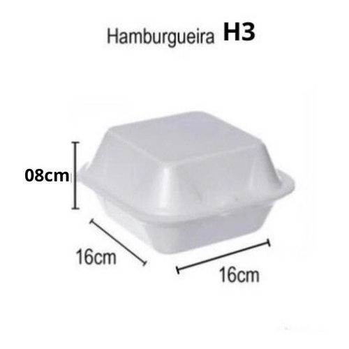Hamburgueira H3 Isopor Para Hambuguer Lanches Porções 100 Un