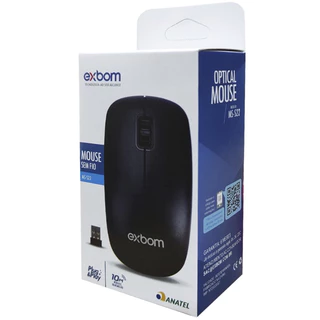 Mouse Sem Fio Qualidade 2.4 Ghz USB Preto MS-S22 Exbom