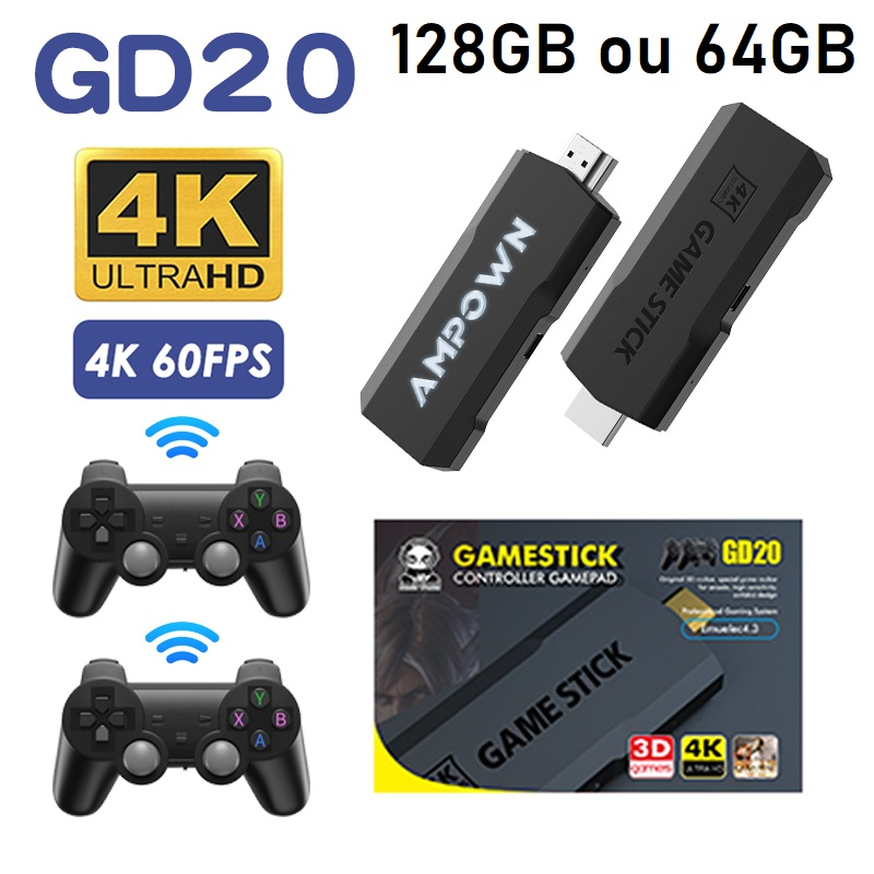 Game Stick GD20 Ver. 2.0 com 128GB Personalizado - Retro Game do Jr