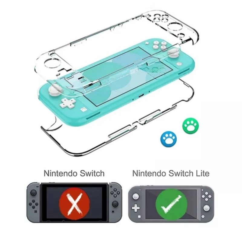 Capa Acrílico + 1 Par Grips analógico para Nintendo Switch Lite