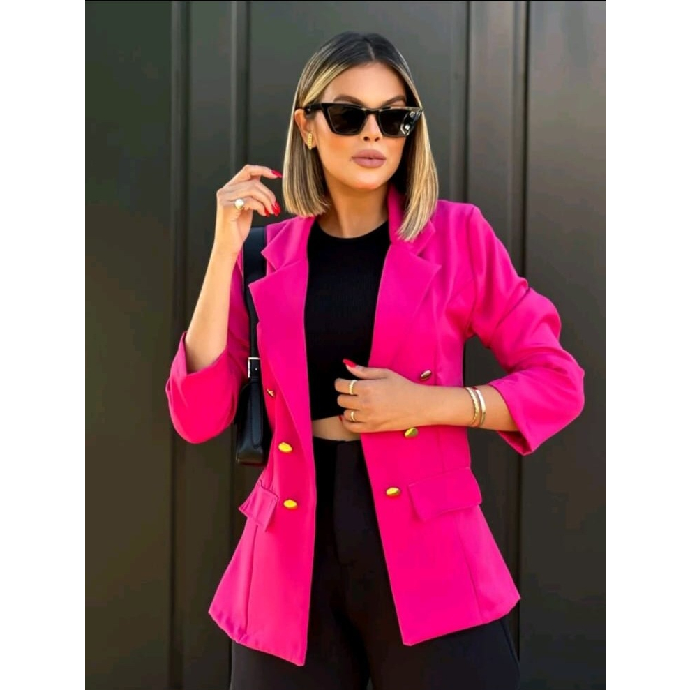 Blazer Feminino Alfaiataria Social Com Botão