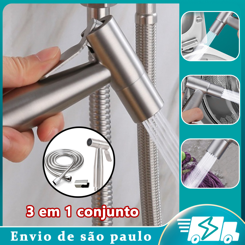 Ducha Higiênica Banheiro 100% Completa Luxo Metal Cromado 1,20m Chuveirinho Privada