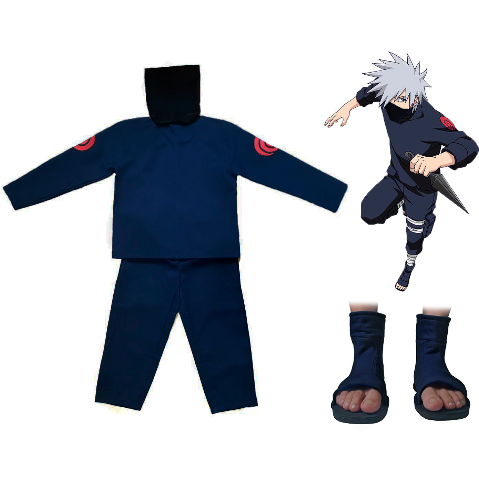 Camisa Uniforme Premium Anime Naruto Kakashi Jounin Azul